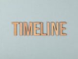 Wooden letters forming the word timeline on a light blue background, perfect for presentations.