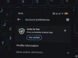Account preferences screen with verification prompt