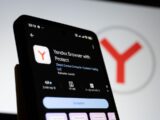 Smartphone displaying yandex browser app information