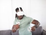 a person wearing a white mask and holding a white object