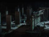 a construction site at night with lots of construction equipment