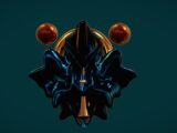 a computer generated image of a blue and gold object