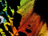 a close up of a multicolored image of a person