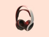 a pair of headphones with a pink background