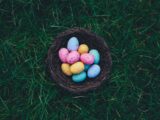 Easter Eggs on brown nest